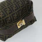 FENDI Zucca Canvas Vanity pouch Hand Bag Nylon Brown Black56583