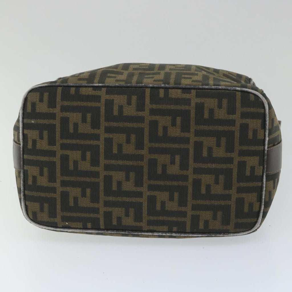 FENDI Zucca Canvas Vanity pouch Hand Bag Nylon Brown Black56583