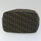 FENDI Zucca Canvas Vanity pouch Hand Bag Nylon Brown Black56583