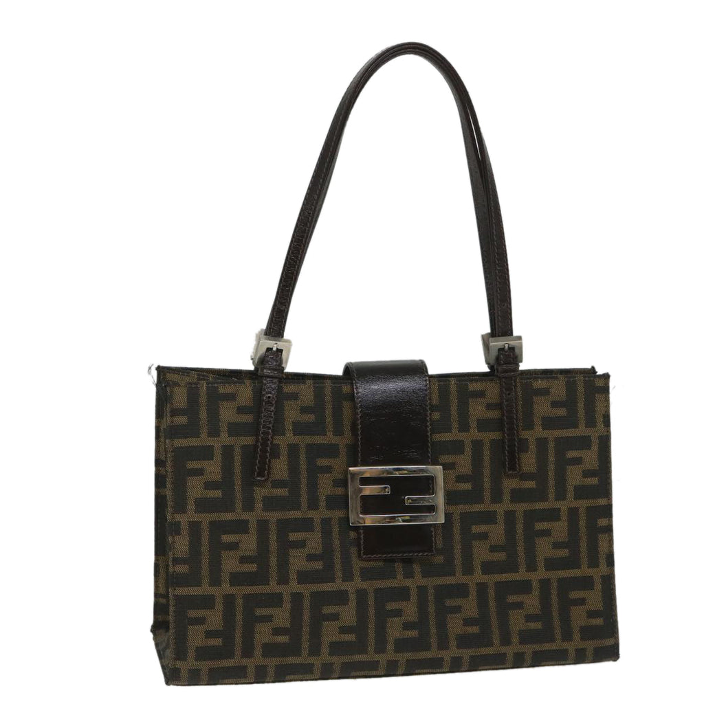 FENDI Zucca Canvas Mamma Hand Bag Nylon Brown Black56586