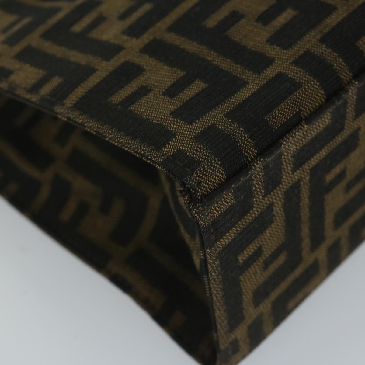 FENDI Zucca Canvas Mamma Hand Bag Nylon Brown Black56586