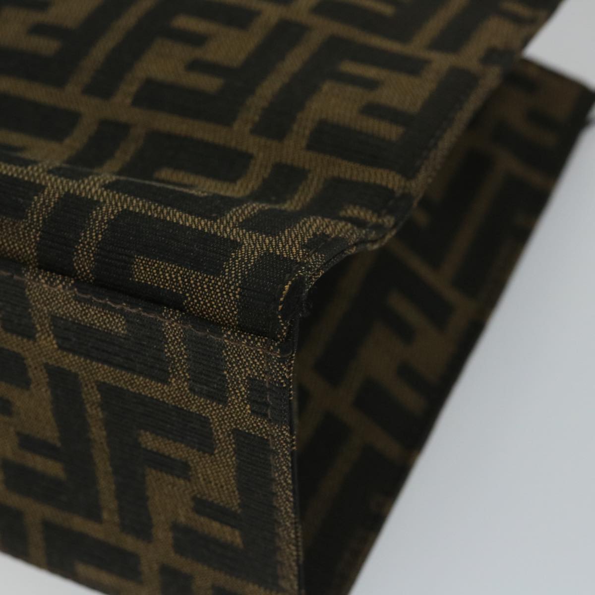 FENDI Zucca Canvas Mamma Hand Bag Nylon Brown Black56586