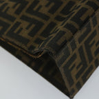 FENDI Zucca Canvas Mamma Hand Bag Nylon Brown Black56586