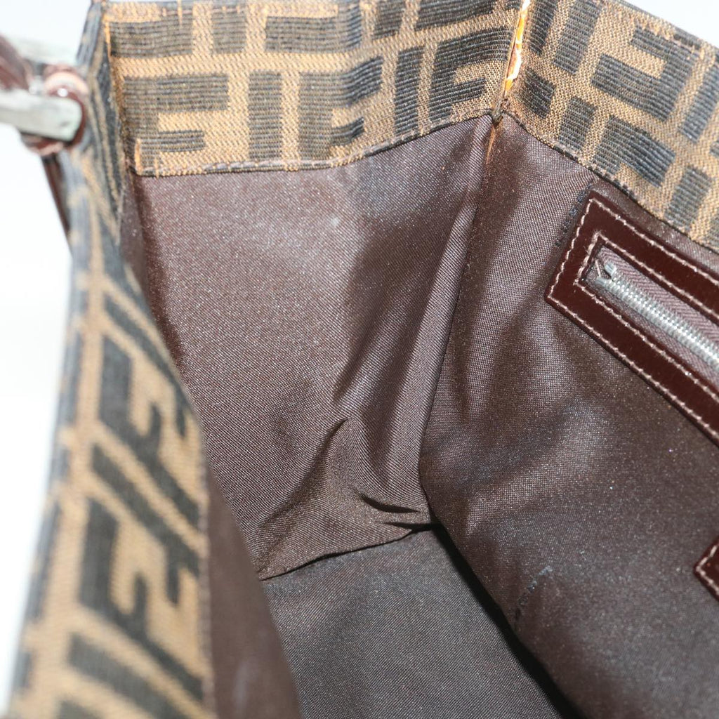 FENDI Zucca Canvas Mamma Hand Bag Nylon Brown Black56586