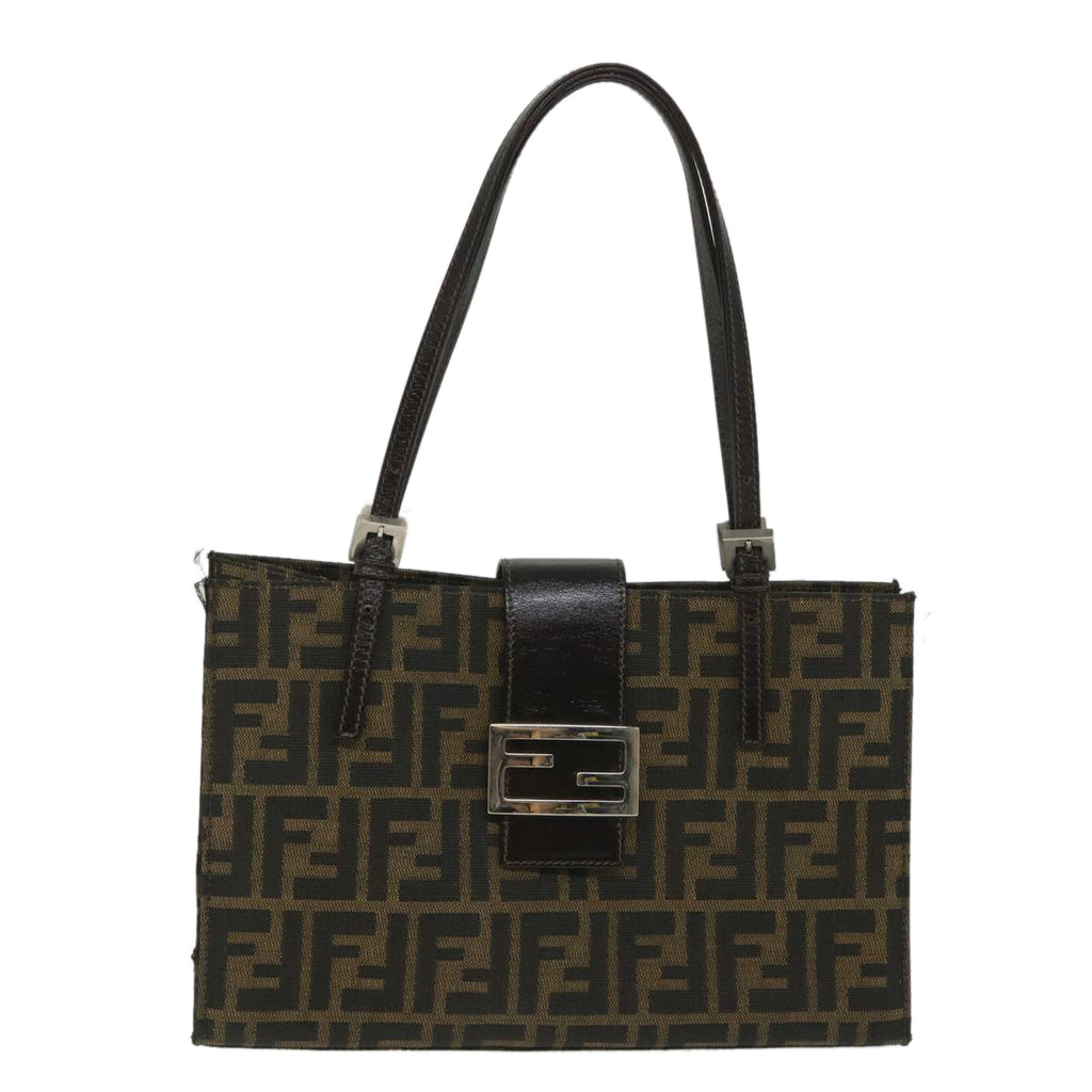 FENDI Zucca Canvas Mamma Hand Bag Nylon Brown Black56586