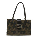 FENDI Zucca Canvas Mamma Hand Bag Nylon Brown Black56586