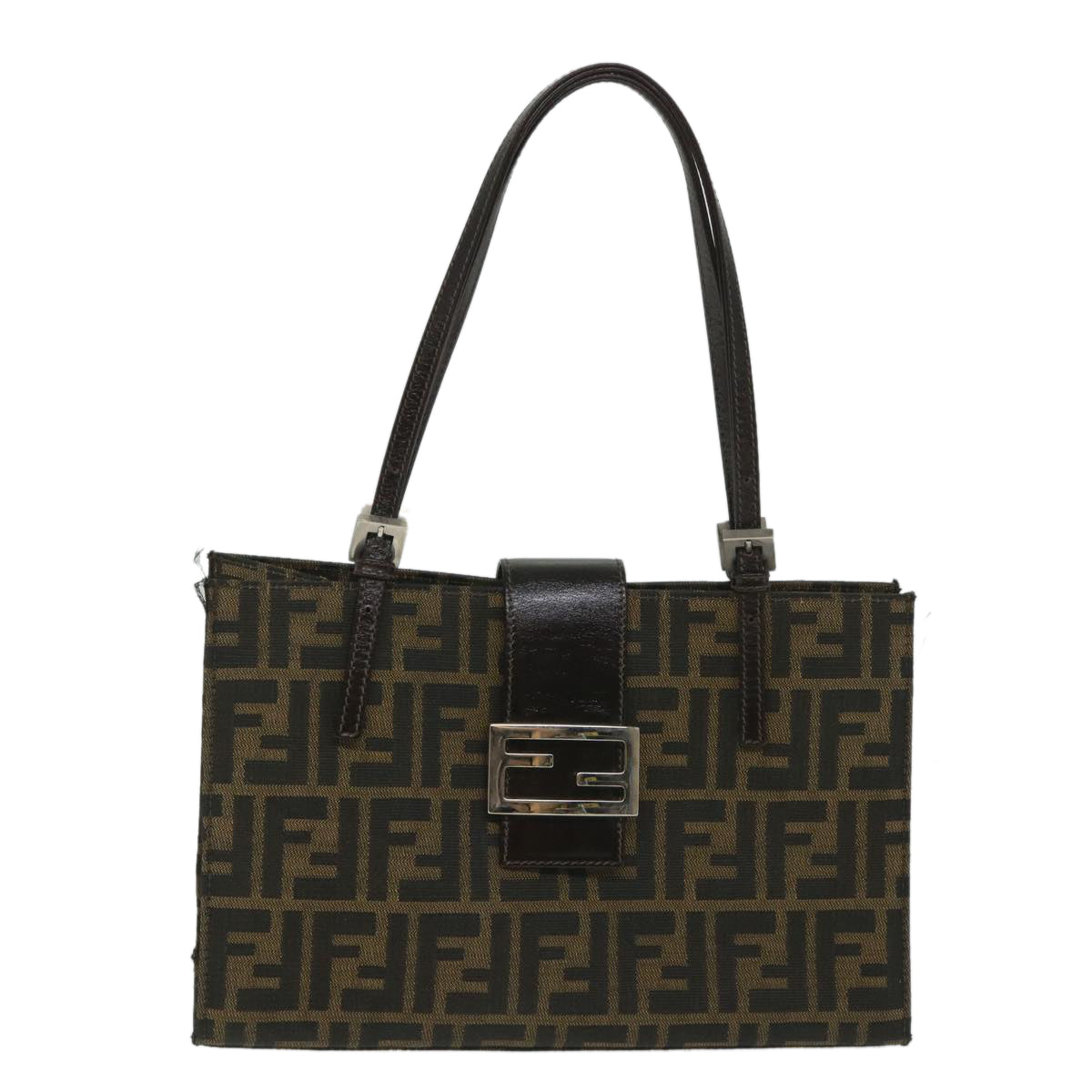 FENDI Zucca Canvas Mamma Hand Bag Nylon Brown Black56586
