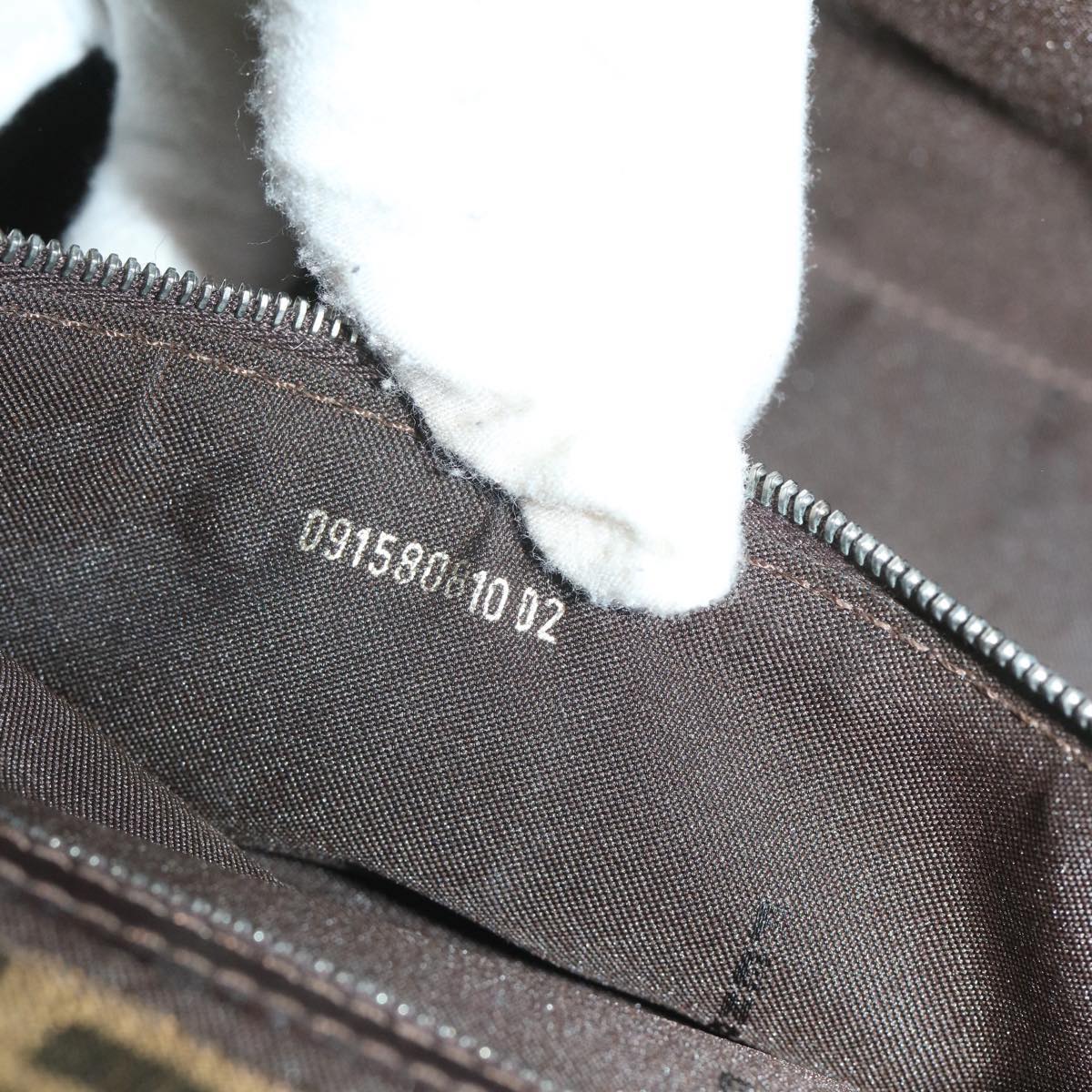 FENDI Zucca Canvas Mamma Hand Bag Nylon Brown Black56586