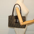 FENDI Zucca Canvas Mamma Hand Bag Nylon Brown Black56586