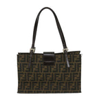 FENDI Zucca Canvas Mamma Hand Bag Nylon Brown Black56586