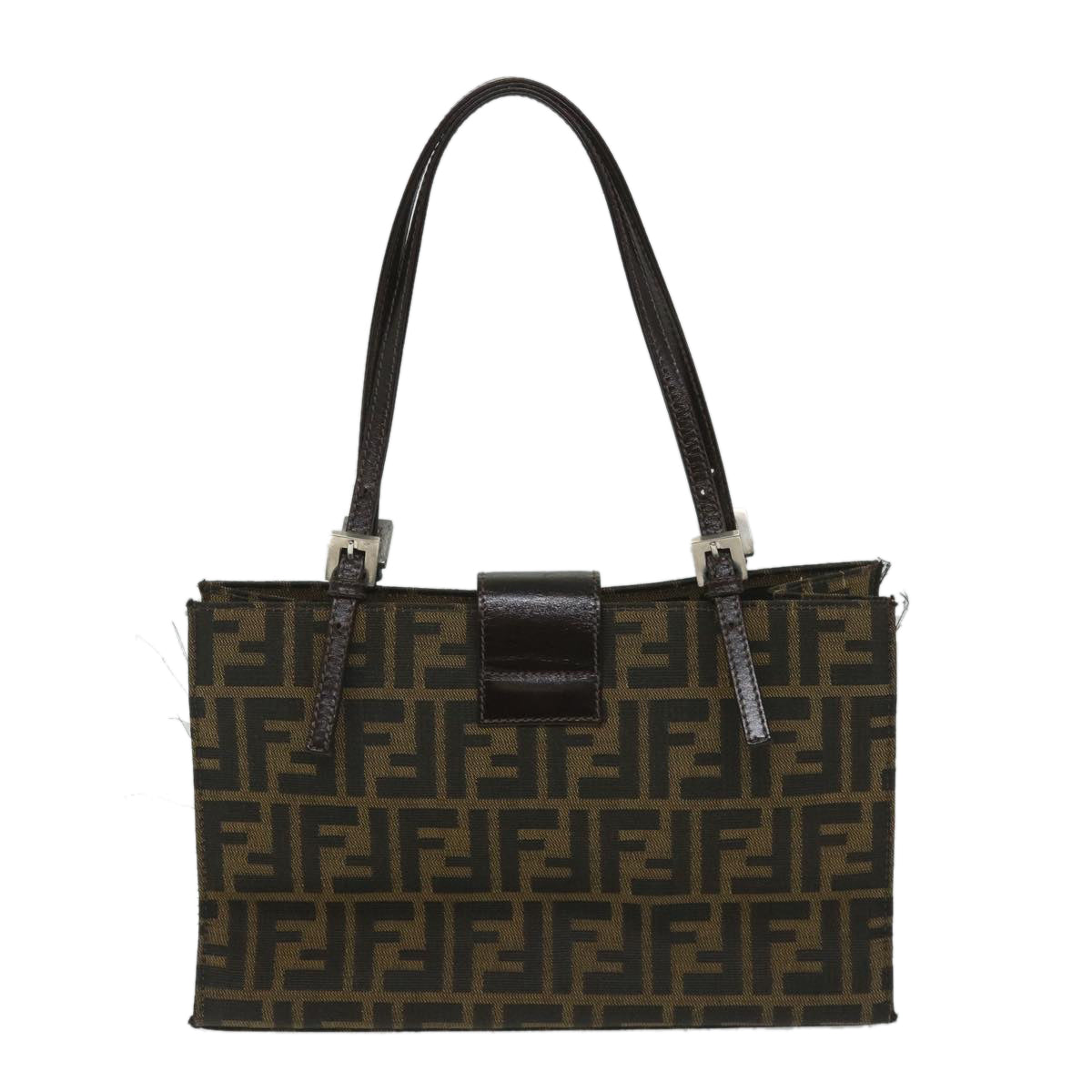 FENDI Zucca Canvas Mamma Hand Bag Nylon Brown Black56586