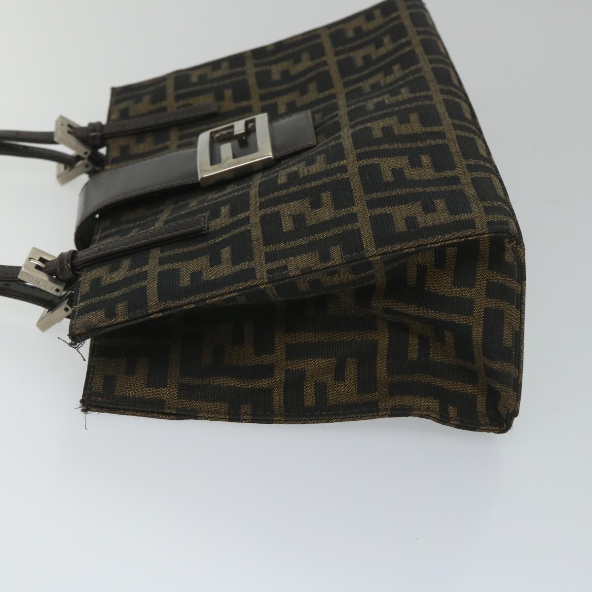 FENDI Zucca Canvas Mamma Hand Bag Nylon Brown Black56586