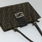 FENDI Zucca Canvas Mamma Hand Bag Nylon Brown Black56586