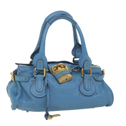 Chloe Paddington Shoulder Bag Leather Blue 56594