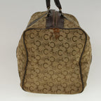 CELINE C Macadam Canvas Hand Bag Leather Beige Auth 56626