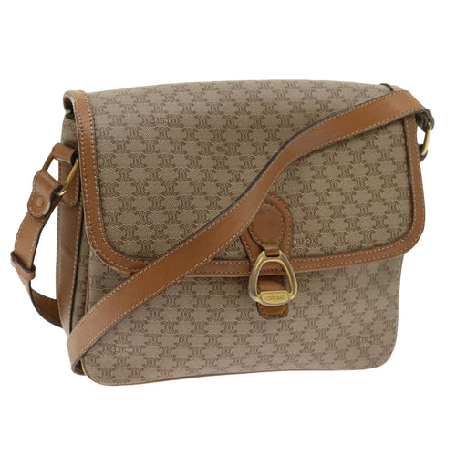 CELINE Macadam Canvas Shoulder Bag Beige  56701