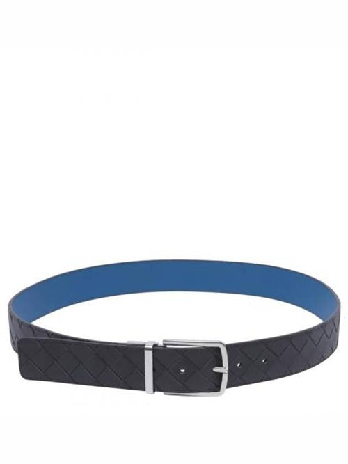 Bottega Veneta Intrecciato Reversible Leather Belt Black Blue