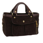 CELINE Hand Bag Suede Leather Brown  56762