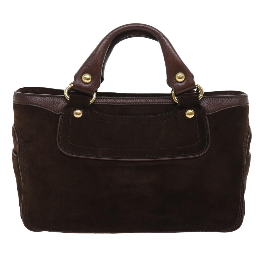 CELINE Hand Bag Suede Leather Brown  56762