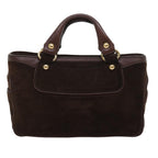 CELINE Hand Bag Suede Leather Brown  56762