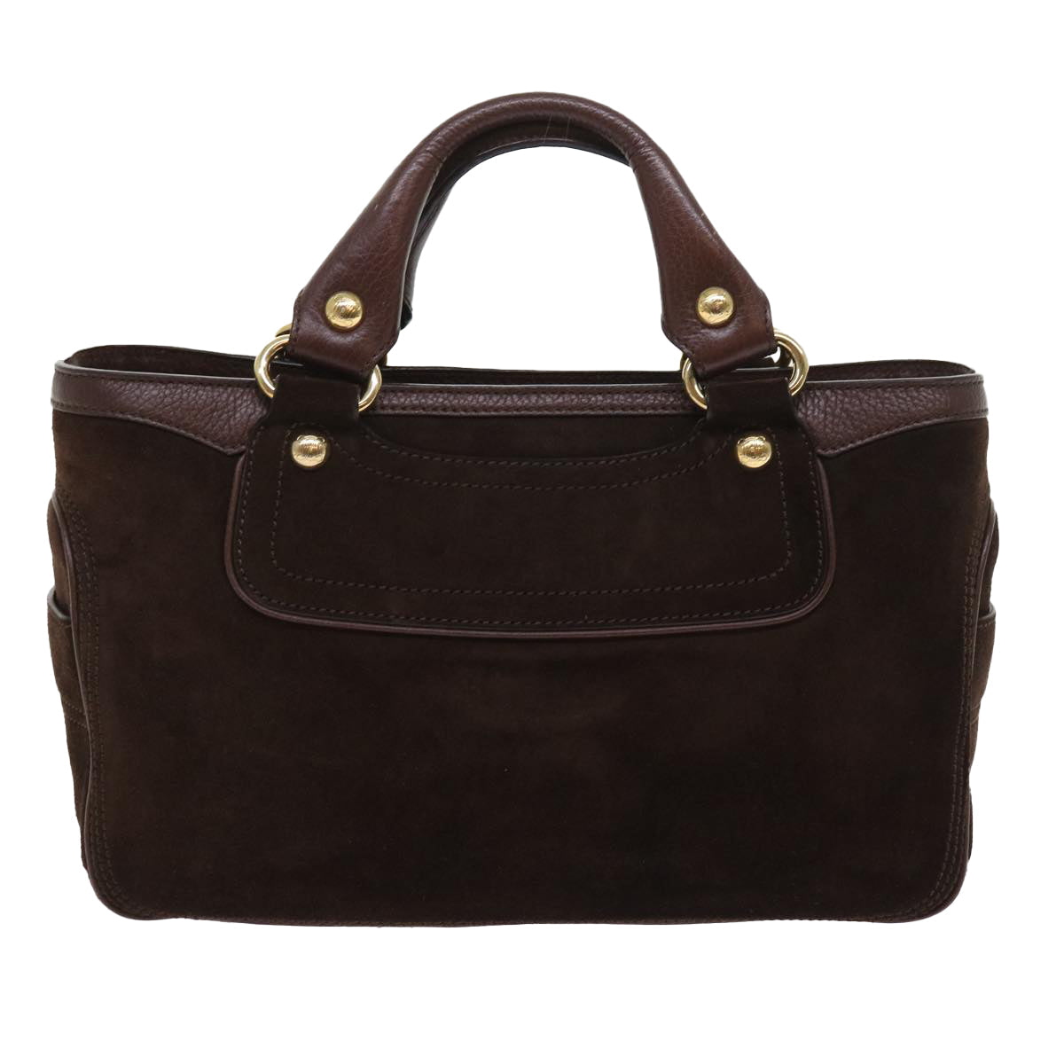 CELINE Hand Bag Suede Leather Brown  56762
