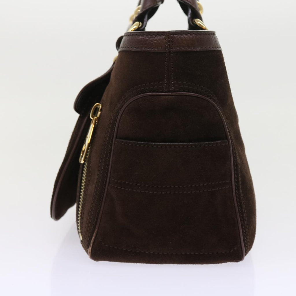 CELINE Hand Bag Suede Leather Brown  56762