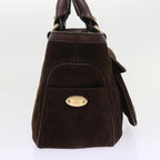 CELINE Hand Bag Suede Leather Brown  56762