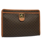 CELINE Macadam Canvas Clutch Bag PVC Leather Brown  56781