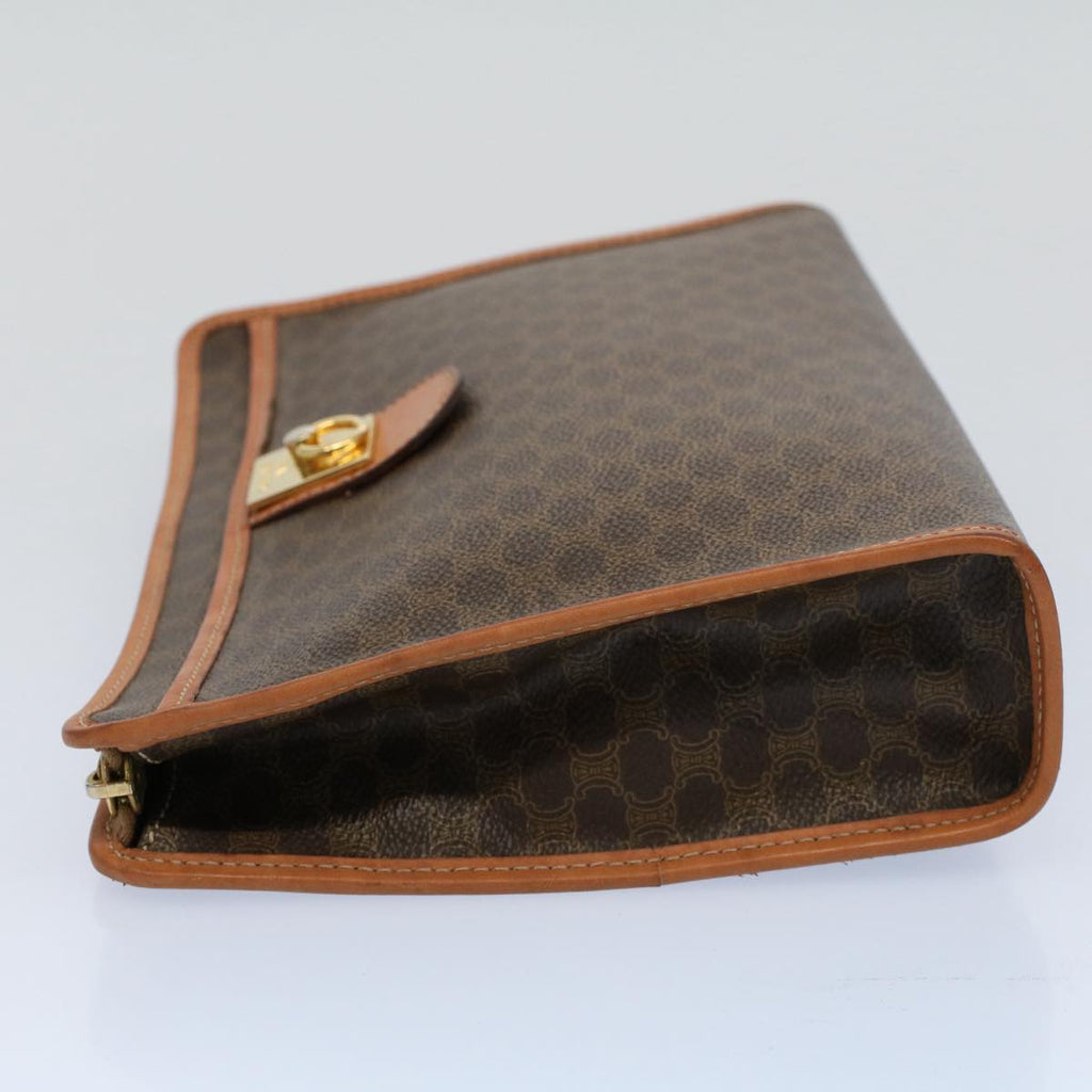 CELINE Macadam Canvas Clutch Bag PVC Leather Brown  56781