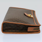 CELINE Macadam Canvas Clutch Bag PVC Leather Brown  56781