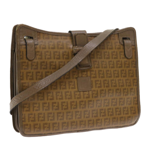FENDI Zucchino Canvas Shoulder Bag Brown56785