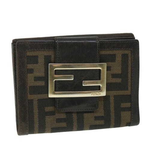 FENDI Zucca Canvas Wallet Black Brown56791