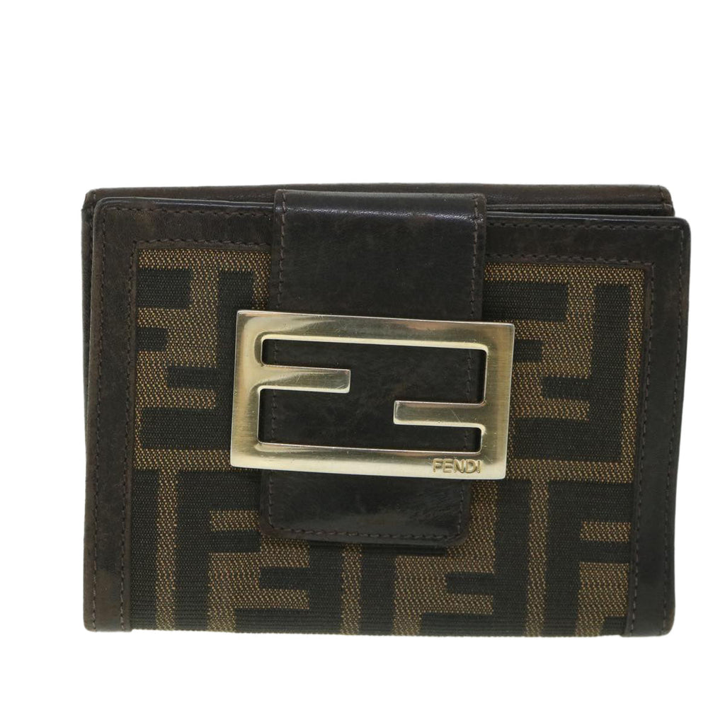 FENDI Zucca Canvas Wallet Black Brown56791