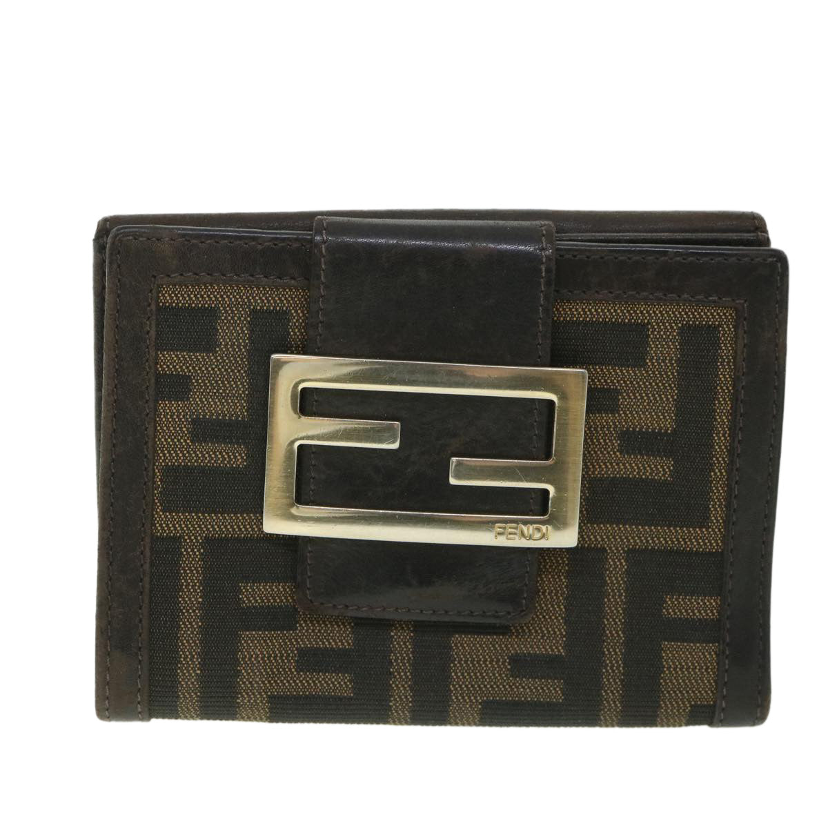 FENDI Zucca Canvas Wallet Black Brown56791