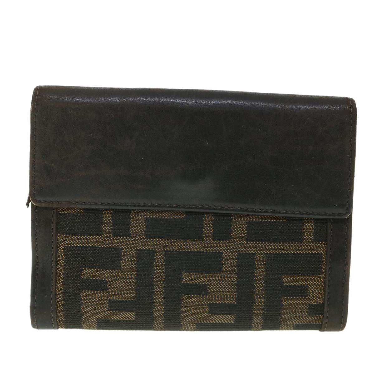 FENDI Zucca Canvas Wallet Black Brown56791