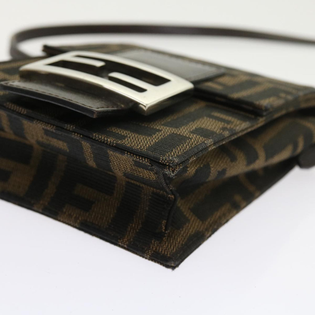 FENDI Zucca Canvas Mamma Baguette Shoulder Bag Black Brown56931