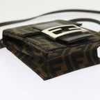 FENDI Zucca Canvas Mamma Baguette Shoulder Bag Black Brown56931