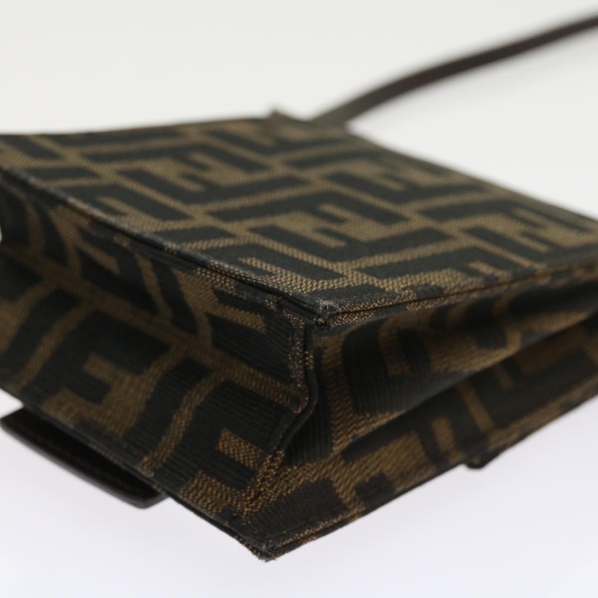 FENDI Zucca Canvas Mamma Baguette Shoulder Bag Black Brown56931