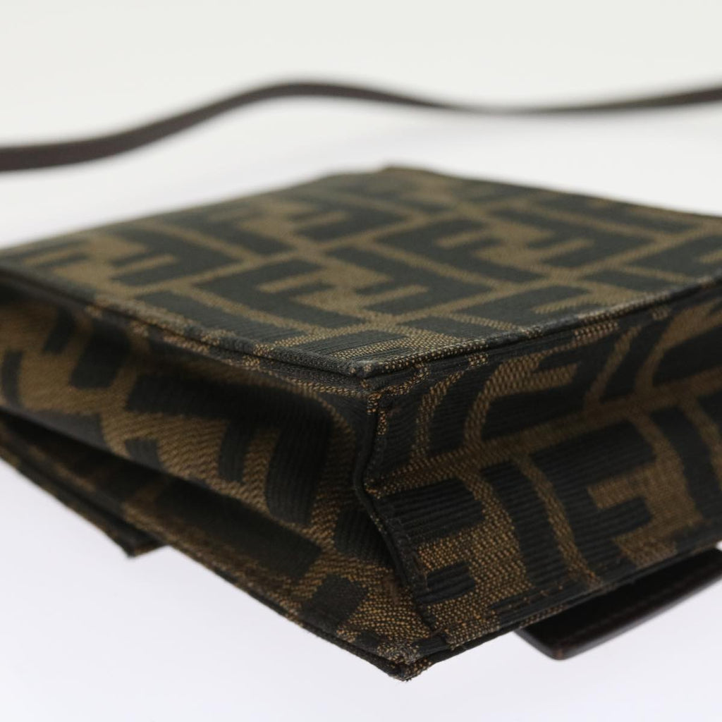 FENDI Zucca Canvas Mamma Baguette Shoulder Bag Black Brown56931