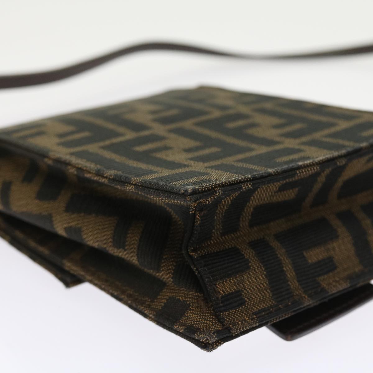 FENDI Zucca Canvas Mamma Baguette Shoulder Bag Black Brown56931