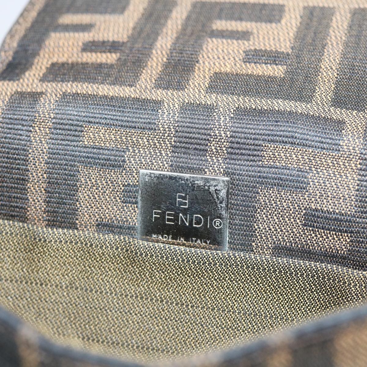 FENDI Zucca Canvas Mamma Baguette Shoulder Bag Black Brown56931