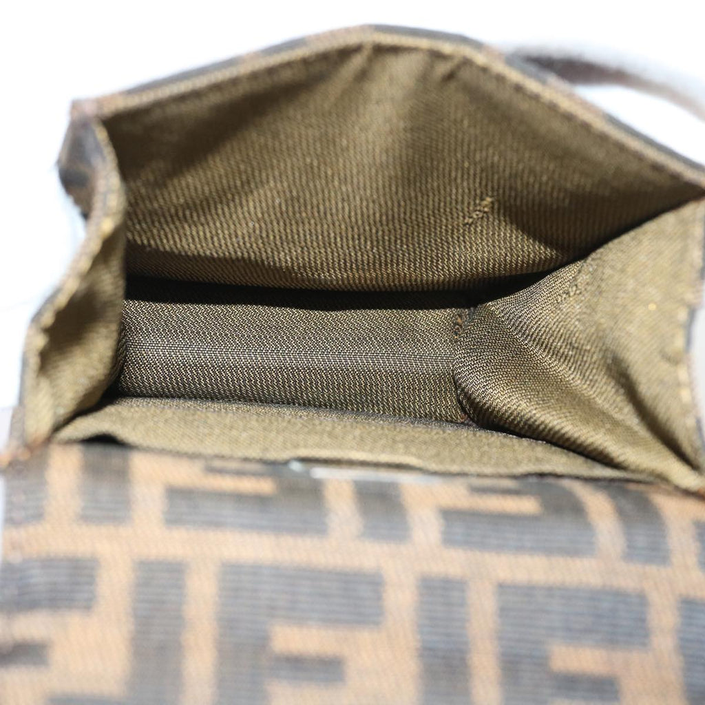 FENDI Zucca Canvas Mamma Baguette Shoulder Bag Black Brown56931