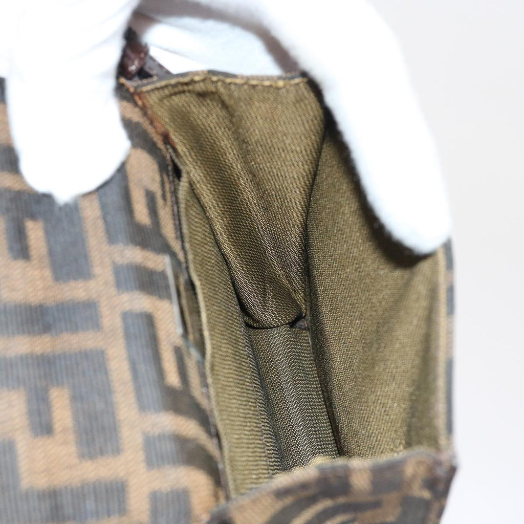 FENDI Zucca Canvas Mamma Baguette Shoulder Bag Black Brown56931