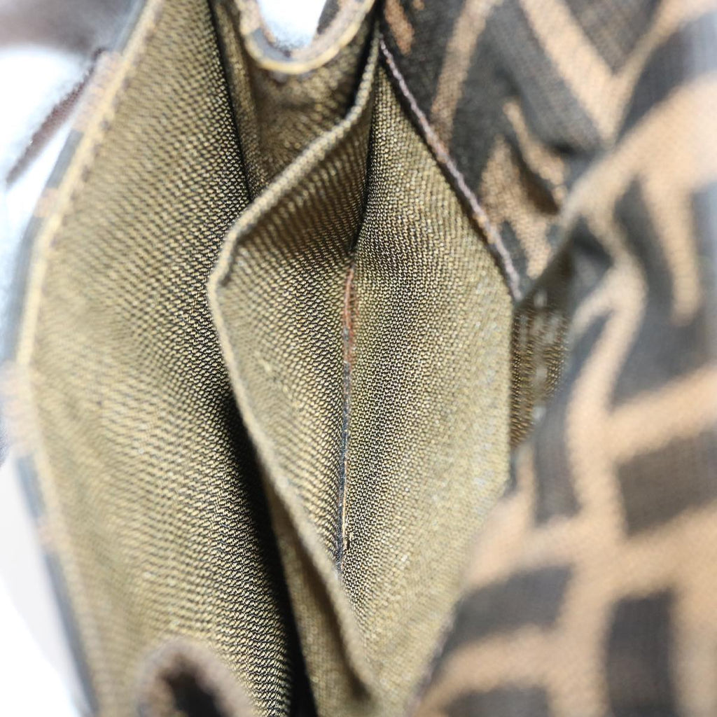 FENDI Zucca Canvas Mamma Baguette Shoulder Bag Black Brown56931