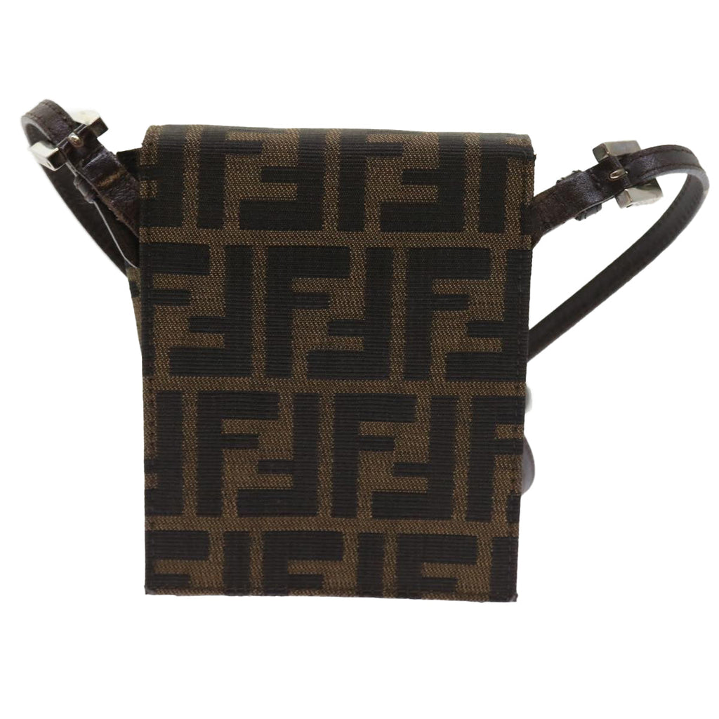 FENDI Zucca Canvas Mamma Baguette Shoulder Bag Black Brown56931