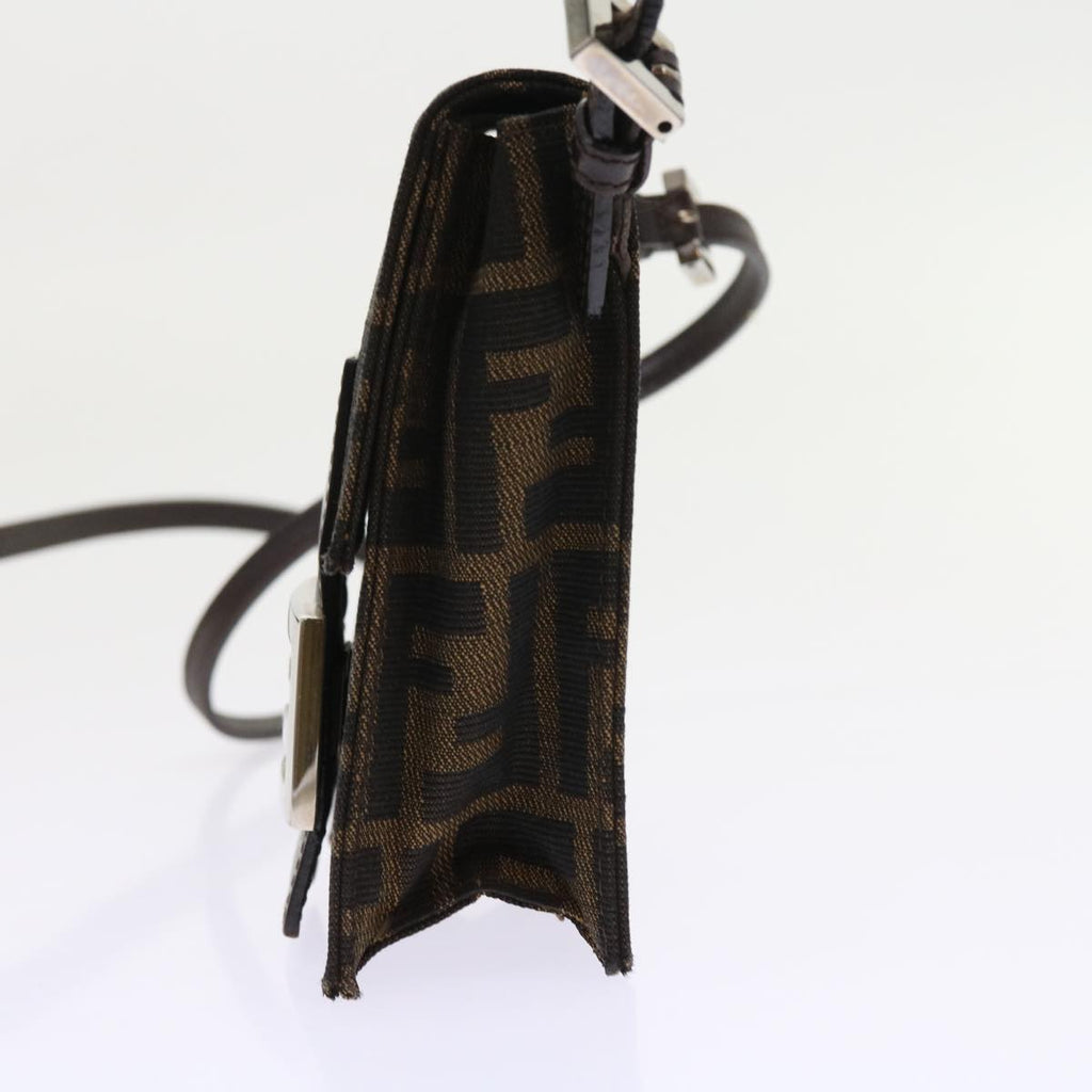 FENDI Zucca Canvas Mamma Baguette Shoulder Bag Black Brown56931