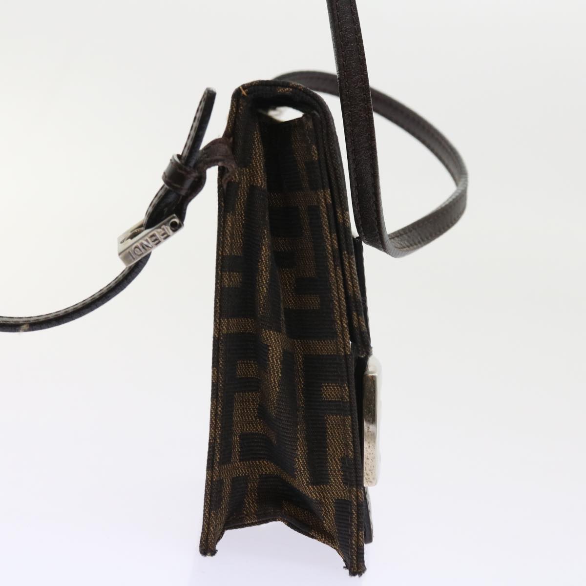 FENDI Zucca Canvas Mamma Baguette Shoulder Bag Black Brown56931