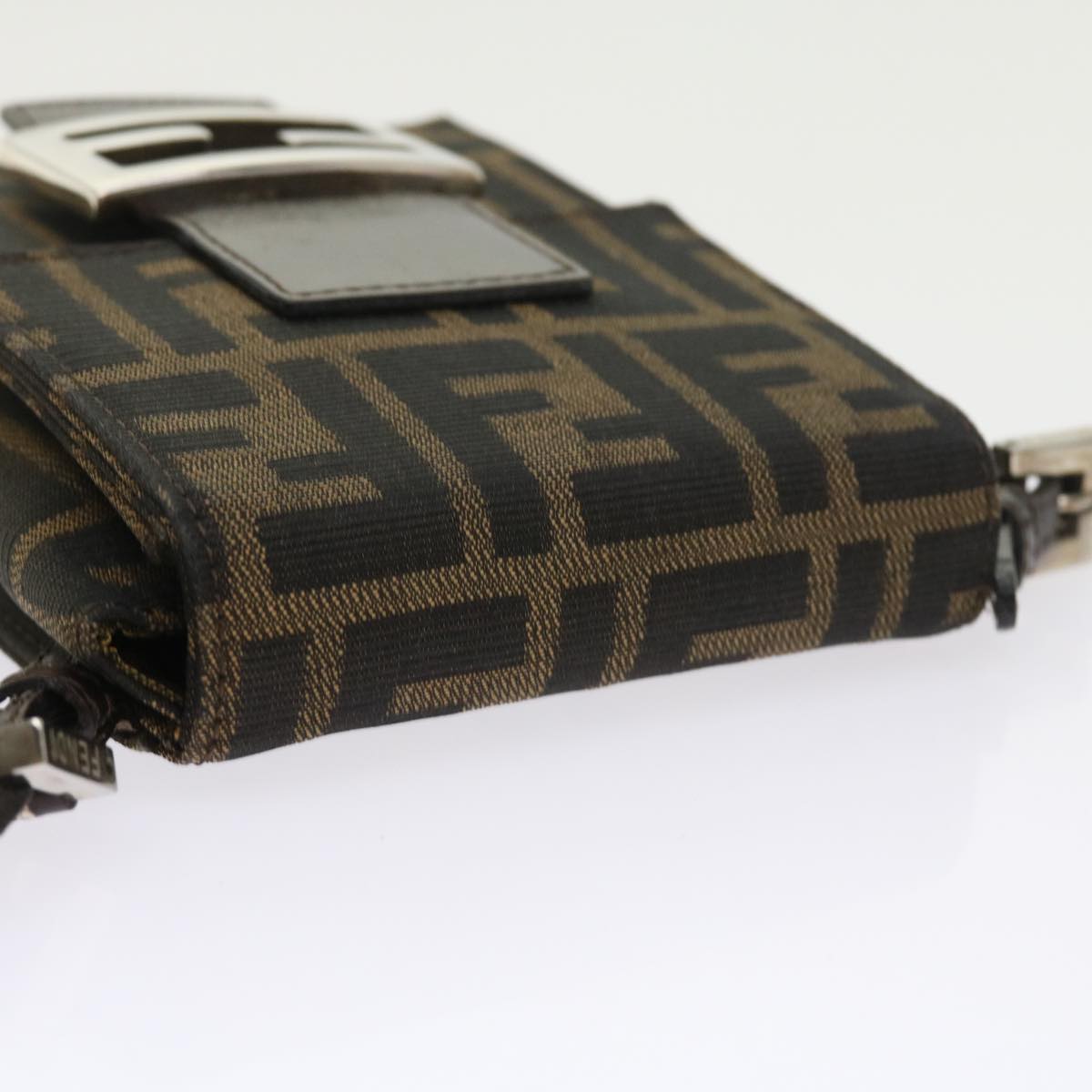 FENDI Zucca Canvas Mamma Baguette Shoulder Bag Black Brown56931