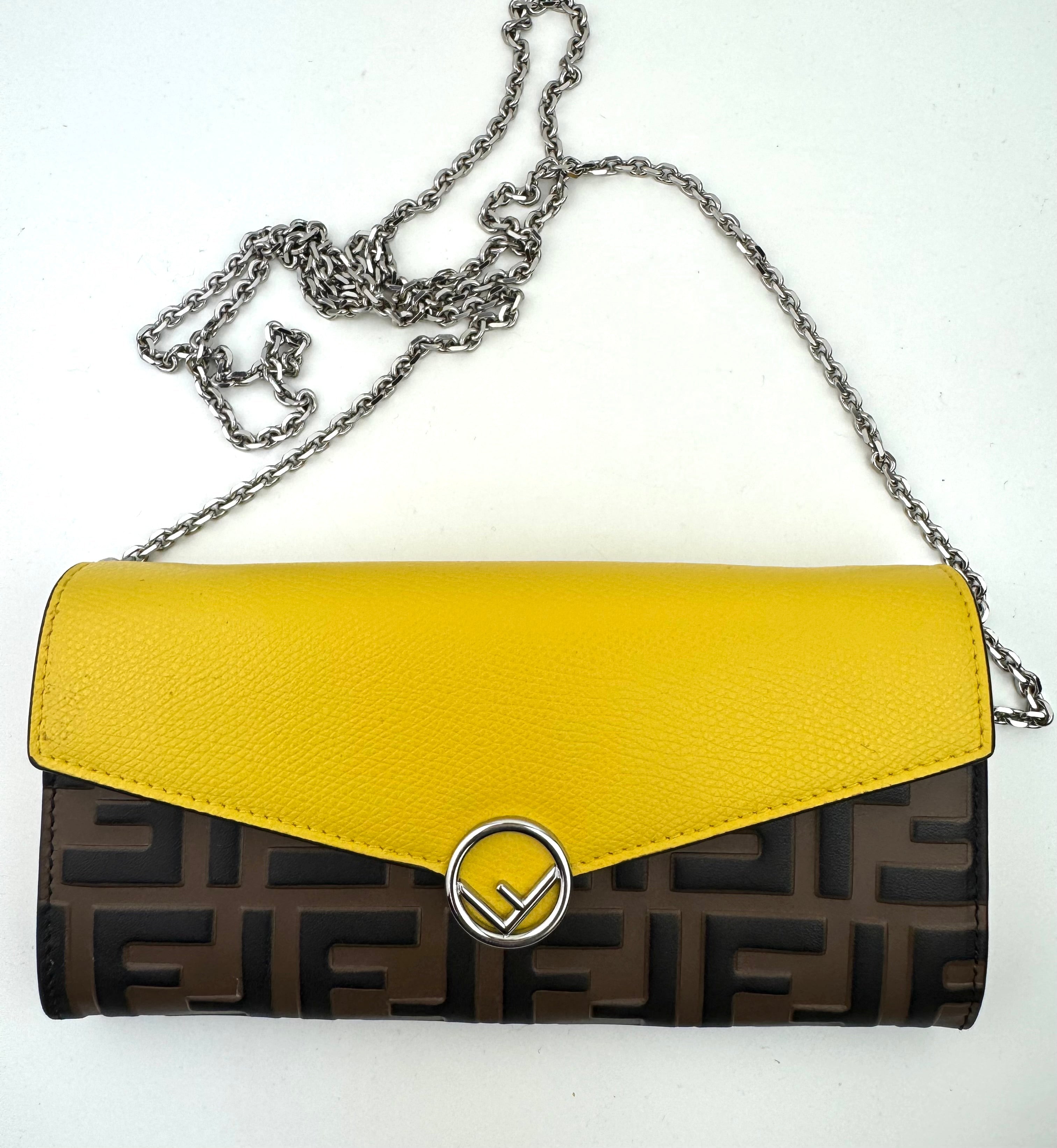 Fendi Continental Wallet with Chain in Red Leather