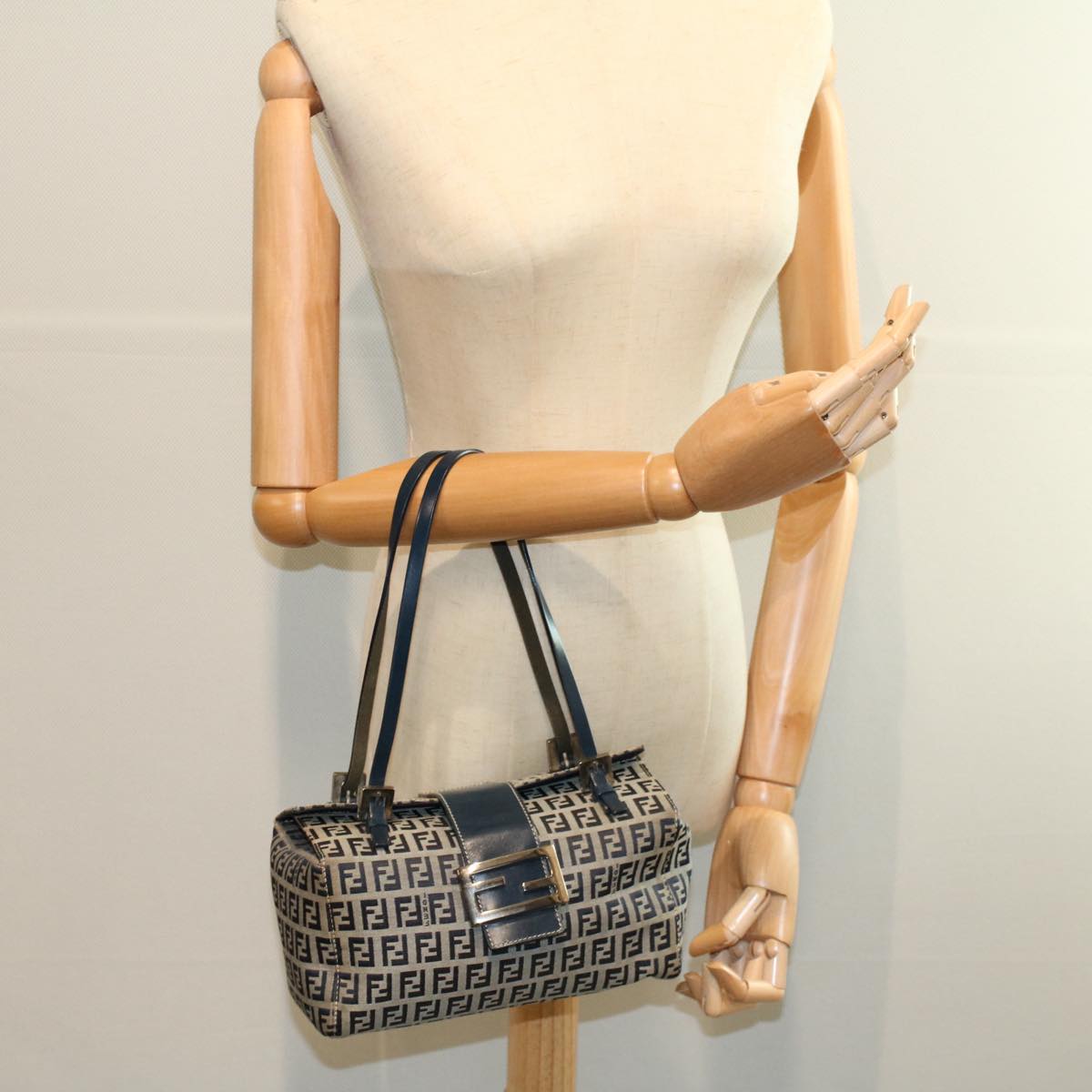 FENDI Zucchino Canvas Hand Bag Navy56963